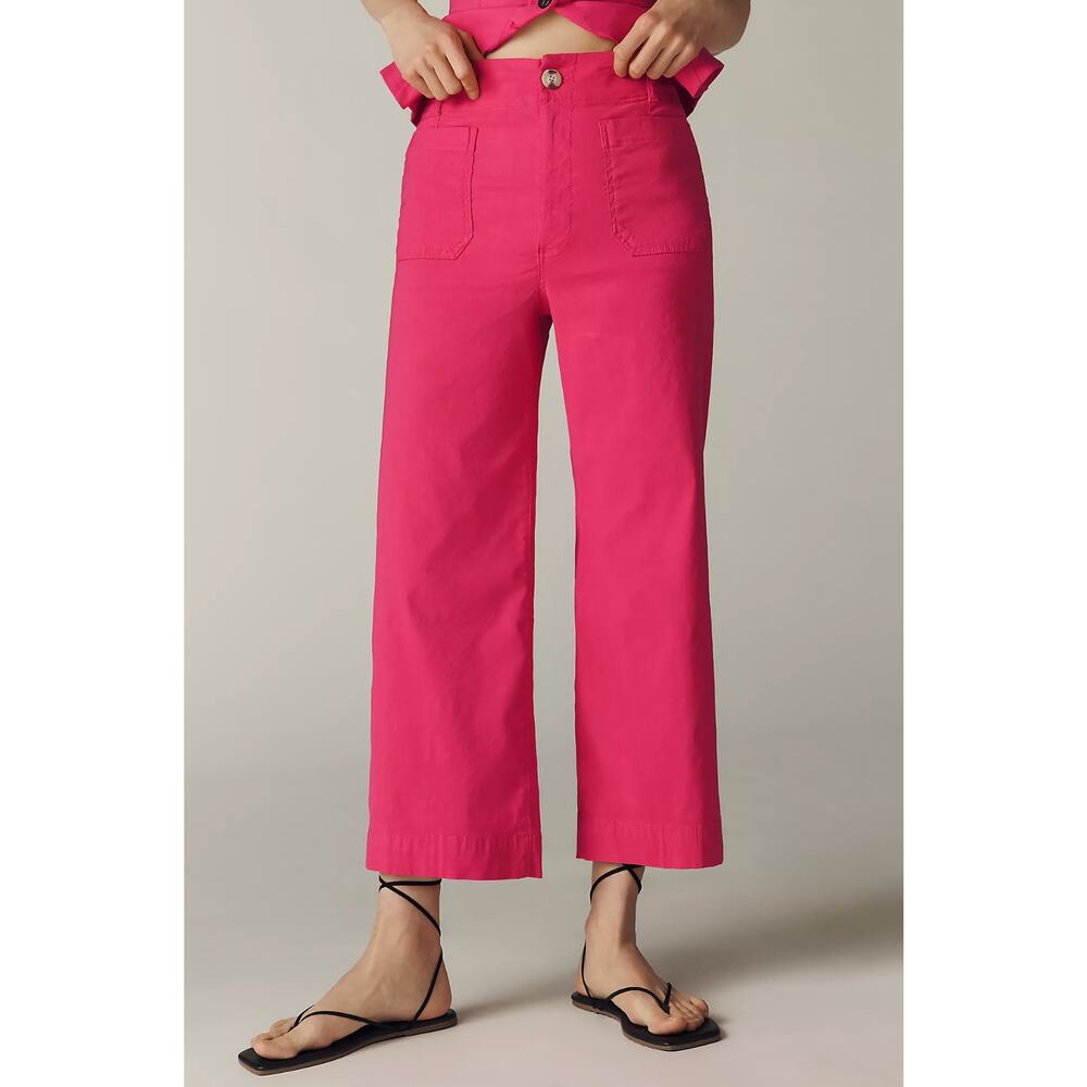 Anthropologie Maeve Colette European Linen Stretch High-Rise Wide-Leg Pants 28 - Picture 3 of 7
